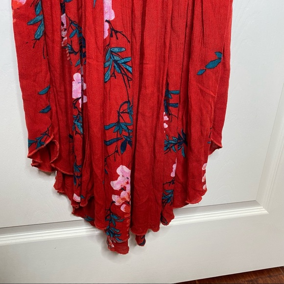 Free People Beau Smocked Printed Slip Dress in Red - Picture 10 of 12